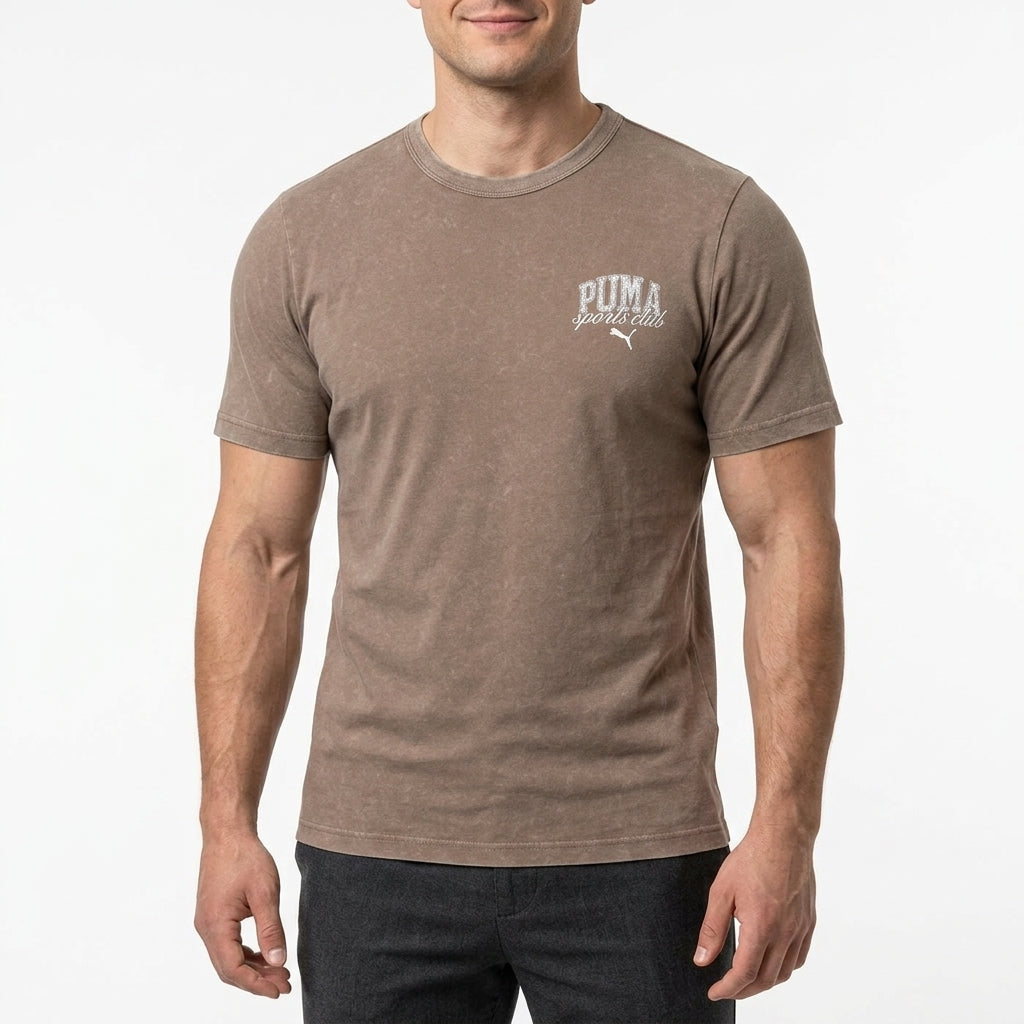 Koszulka Męska Puma CLASS WASHED Brązowa Krótki Rękaw