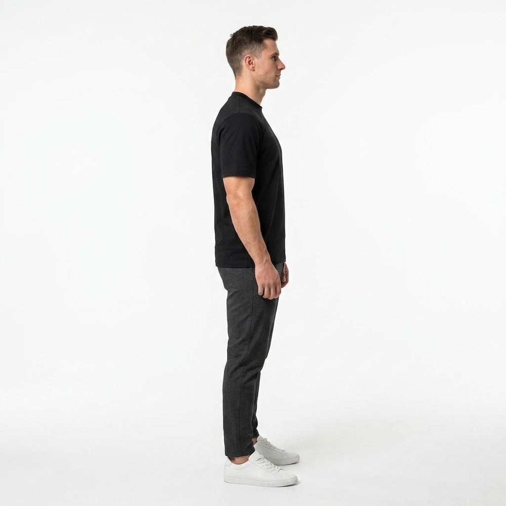 T-shirt Męski Karl Lagerfeld Bawełniany Czarny Okragly Dekolt