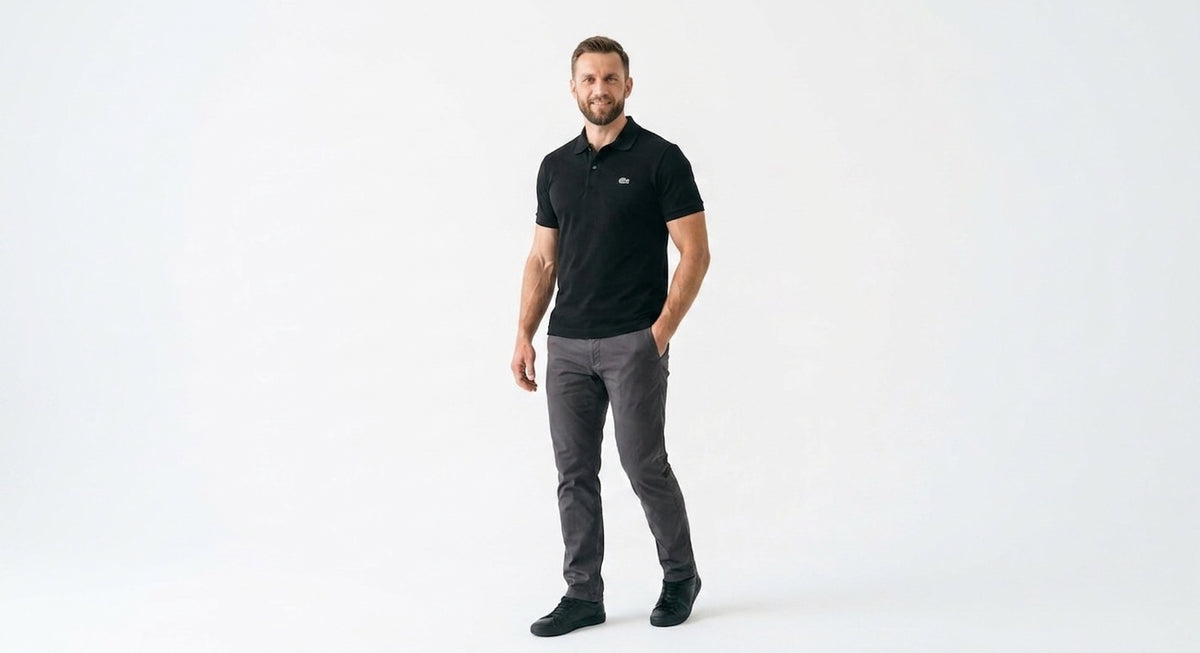 Koszulka Polo Męska Lacoste DH2050 Czarna Regular Fit Krótki Rękaw