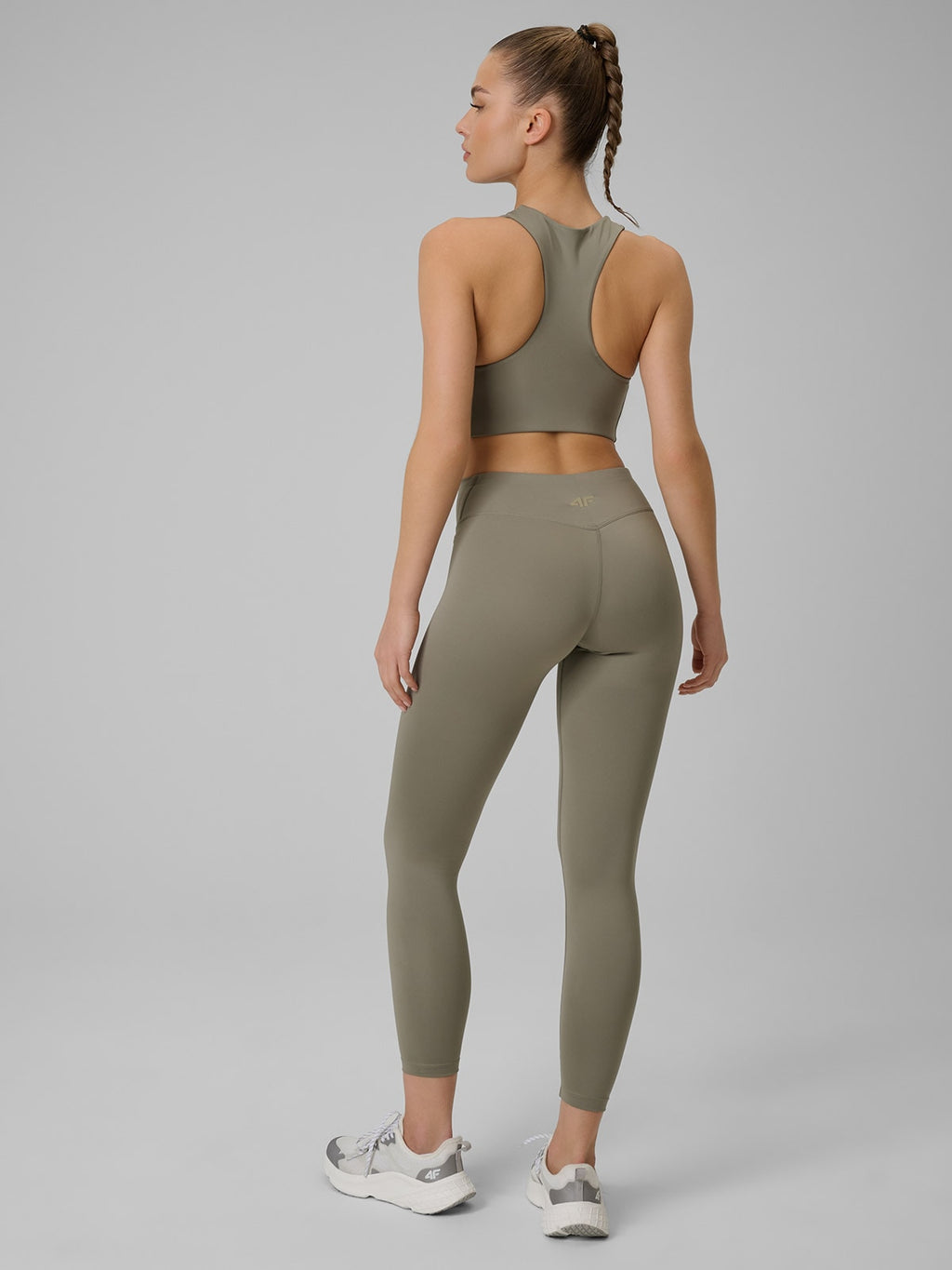 Legginsy Damskie 4F FNK F458 Sportowe Oliwkowe Khaki Szybkoschnące