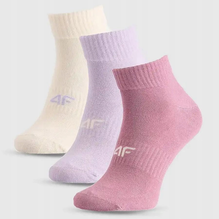 4F Damskie Skarpety 3-pack za Kostkę Kolorowe Casual Sportowe Bawełna