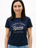 Koszulka damska Tommy Hilfiger DW0DW21404 C1G DW0DW21404 granatowa logo