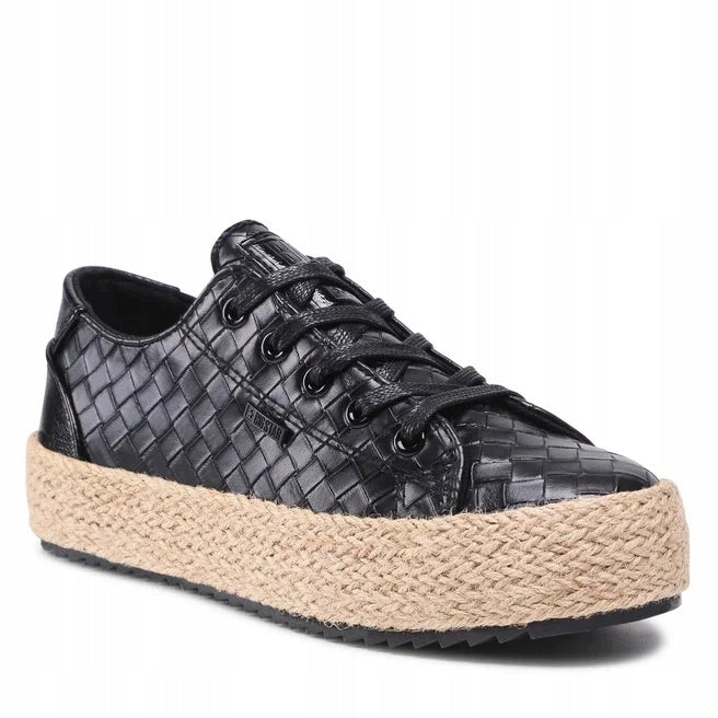BIG STAR Buty Damskie Espadryle na Platformie Czarne JJ274396 Plecione r.38