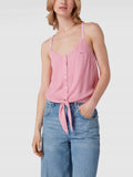 Tommy Hilfiger Różowa Bluzka Damska Wiązany Top Na Ramiączkach Logo r. XS