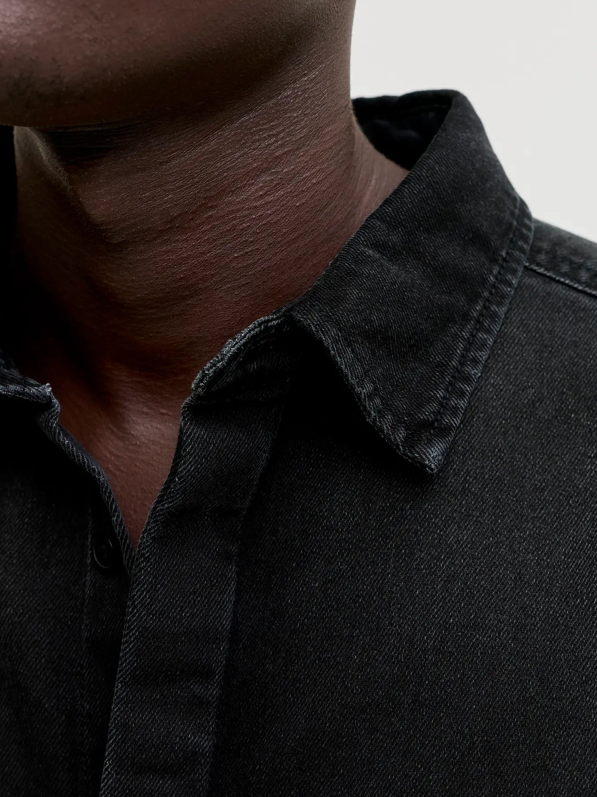 Jack&Jones Gruba Koszula Męska Jeans Czarny Denim Gładka
