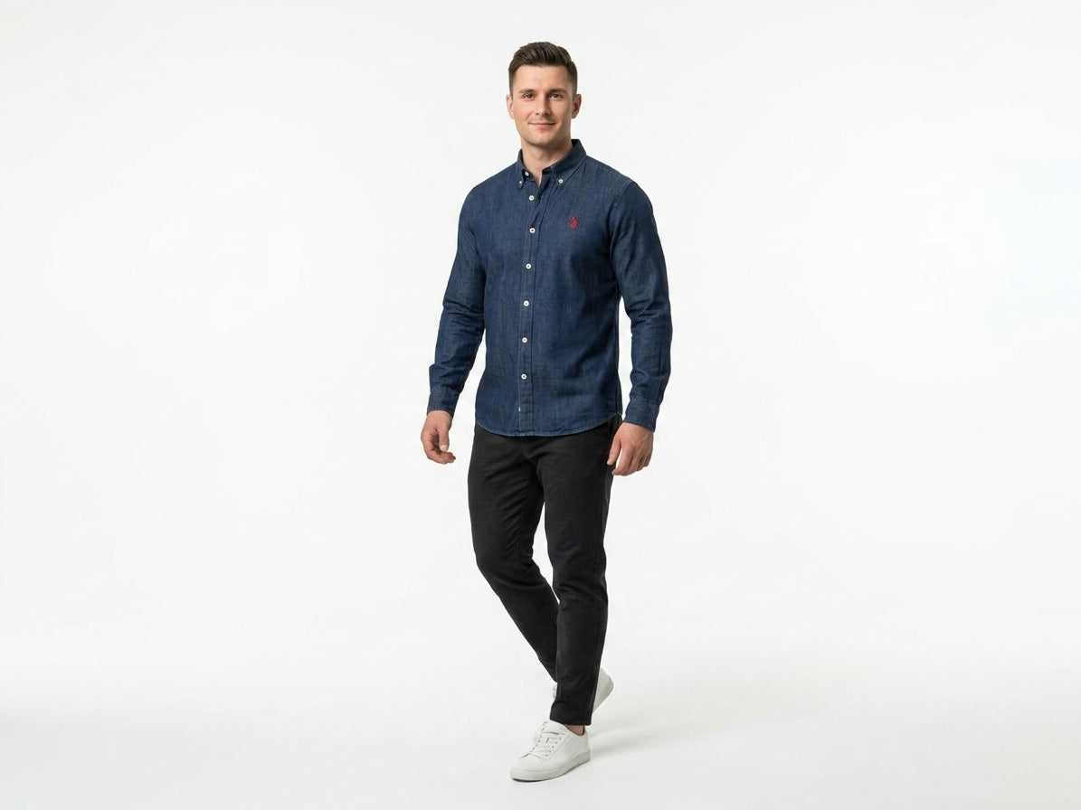 Koszula Męska U.S Polo Assn Jeansowa Granat Slim Fit