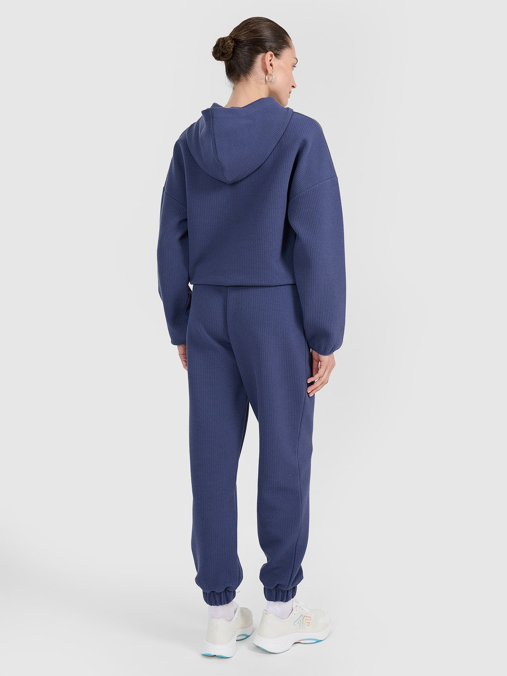 Spodnie Damskie 4F CAS F1184 Dresowe Niebieskie Dzianina Waflowa