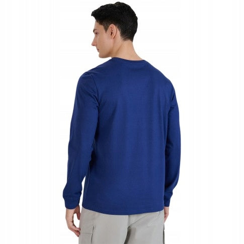 4F Granatowa Bluzka Męska Długi Rękaw Gładka Longsleeve Regular Fit