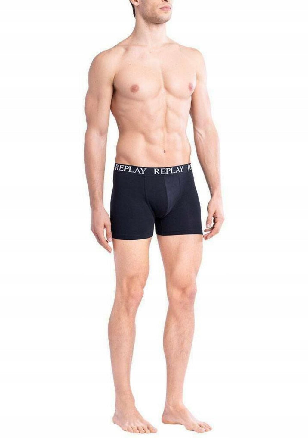 REPLAY Czarne Bokserki Męskie 3-pack Skinny Fit Pasek Logo Dopasowane r.M