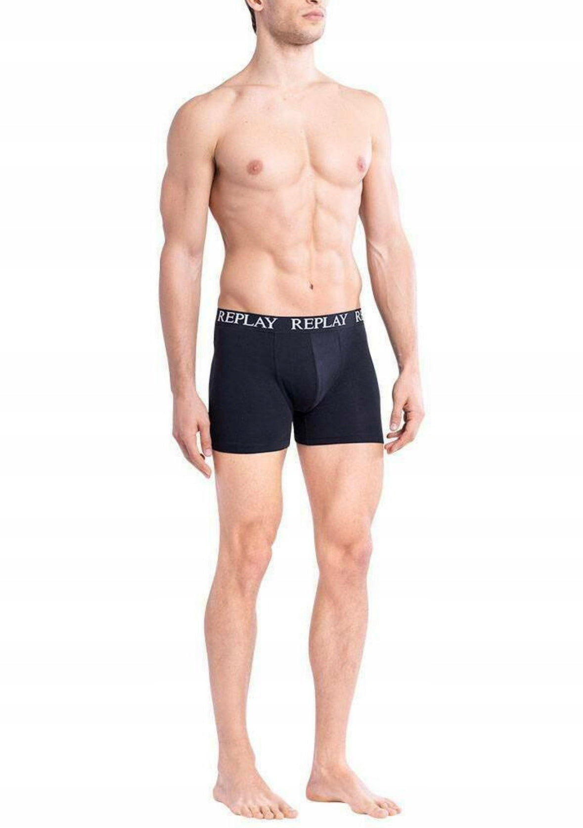 REPLAY Czarne Bokserki Męskie 3-pack Skinny Fit Pasek Logo Dopasowane r.M