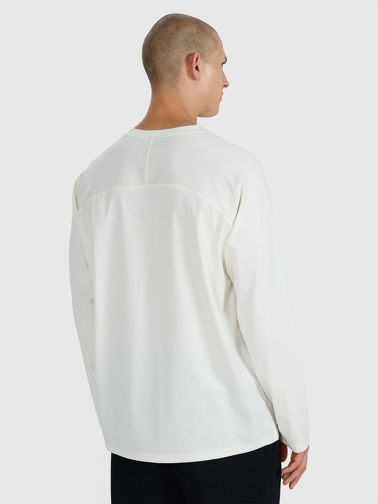 4F Bluzka Męska Ecru Długi Rękaw Longsleeve Oversize Gładka Bawłniana