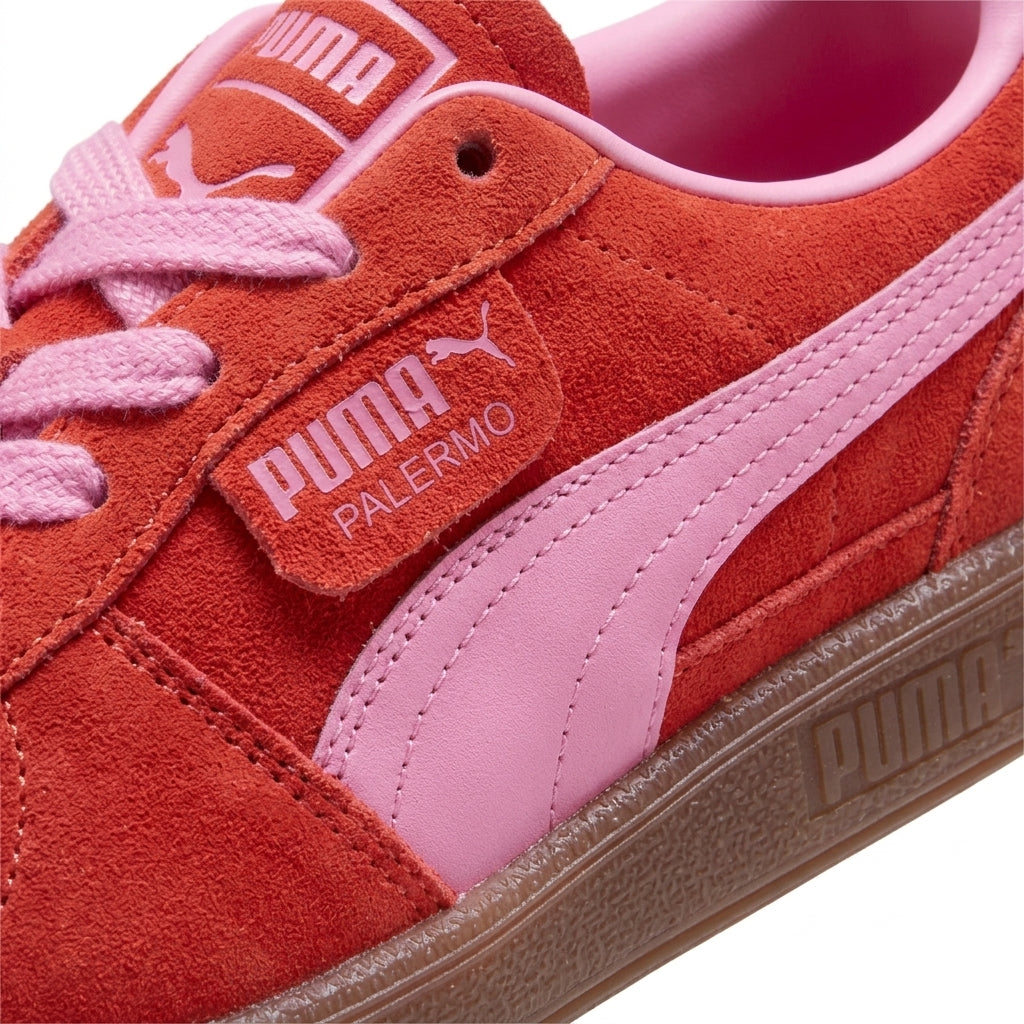 Sneakersy Damskie Puma Palermo Sportowe Czerwone Zamsz