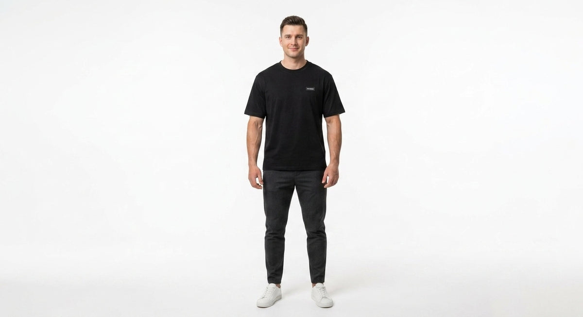 T-shirt Męski Karl Lagerfeld Bawełniany Czarny Okragly Dekolt