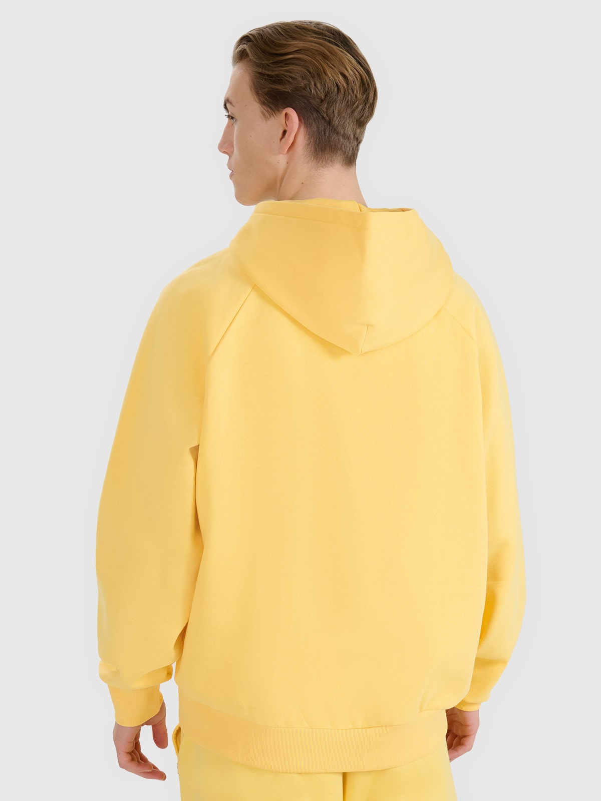 4F Żółta Bluza Sportowa z Kapturem Przez Głowę Oversize Unisex