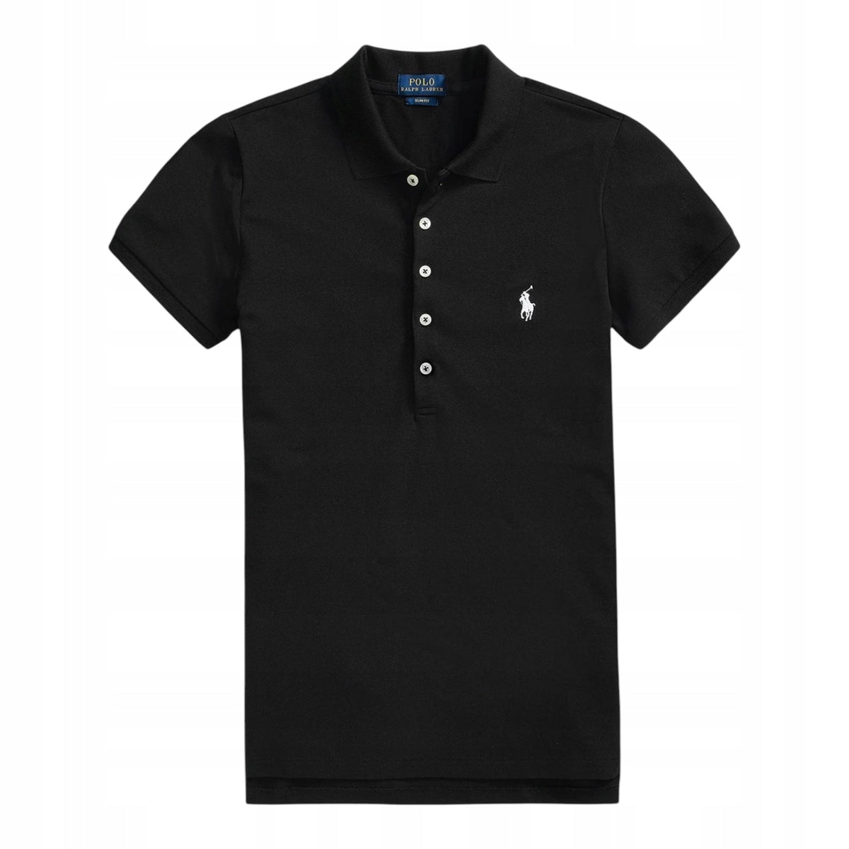 Polo Ralph Lauren Czarna Bluzka Damska z Kołnierzykim na Krótki Rękaw r.S