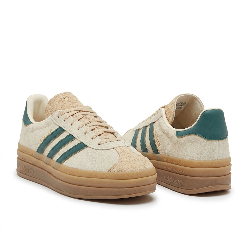 Buty Adidas Gazelle Bold Damskie Zamszowe na Platformie Zieleń