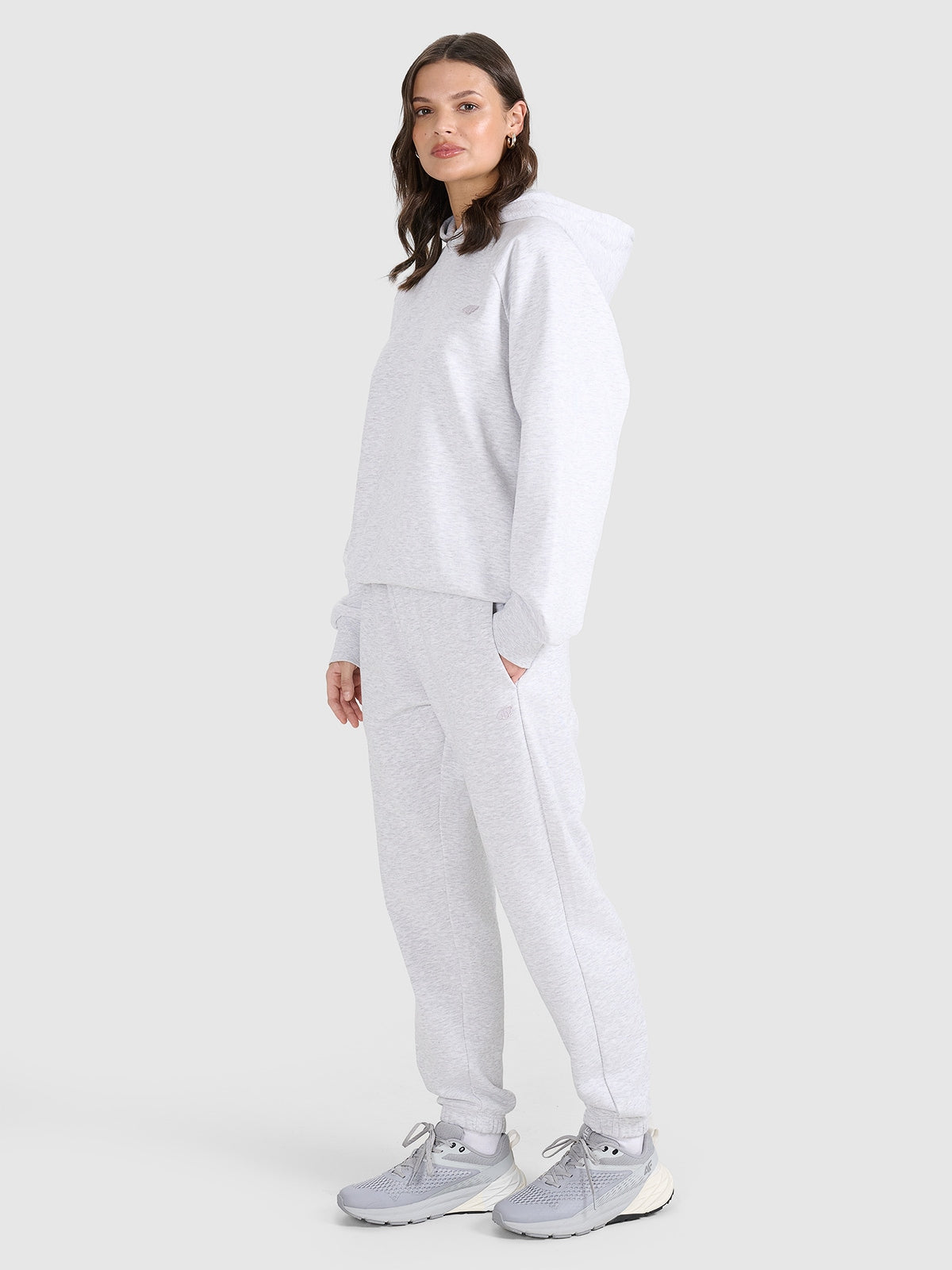 4F Szara Bluza Damska Sportowa z Kapturem Przez Głowę Oversize Unisex