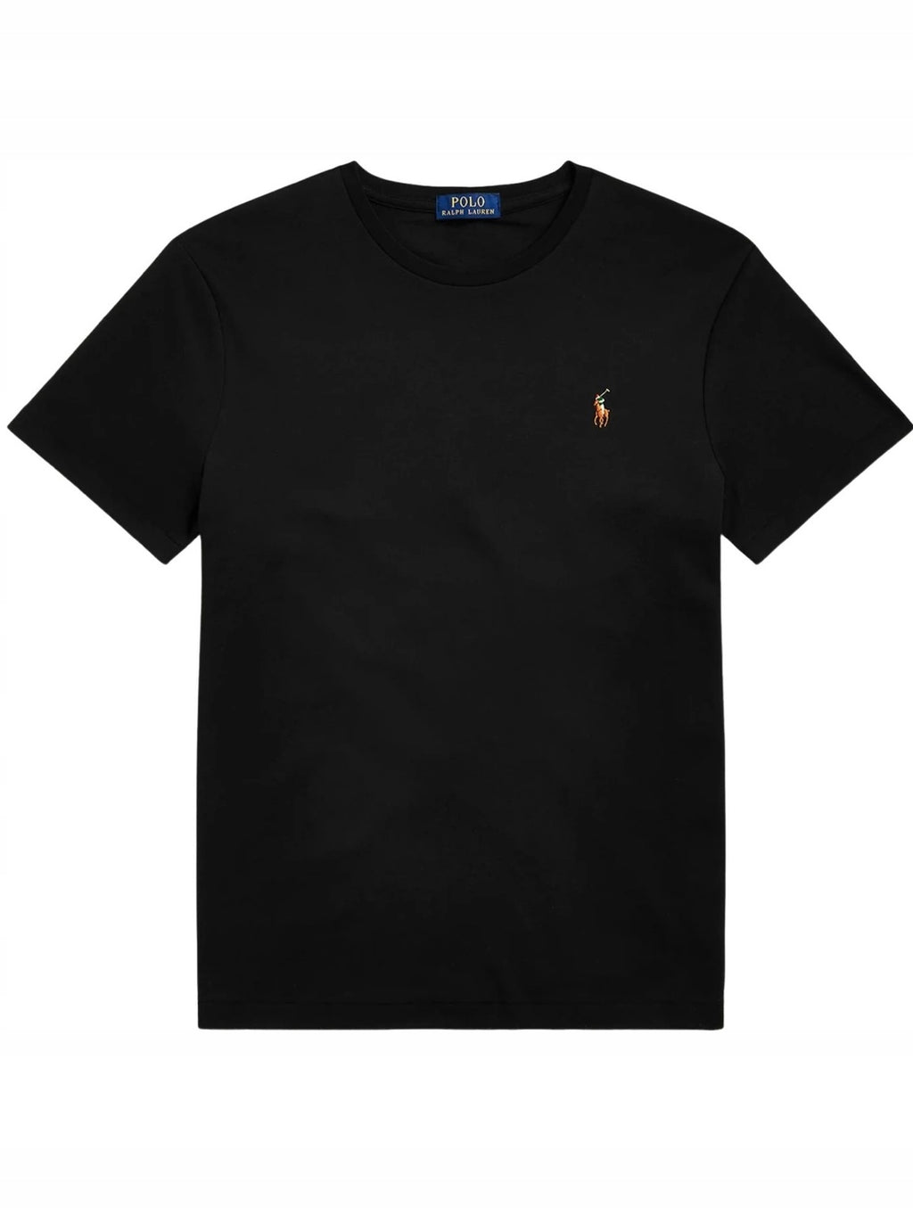 Polo Ralph Lauren Czarny T-shirt Męski Bluzka na Krótki Rękaw Logo Haft