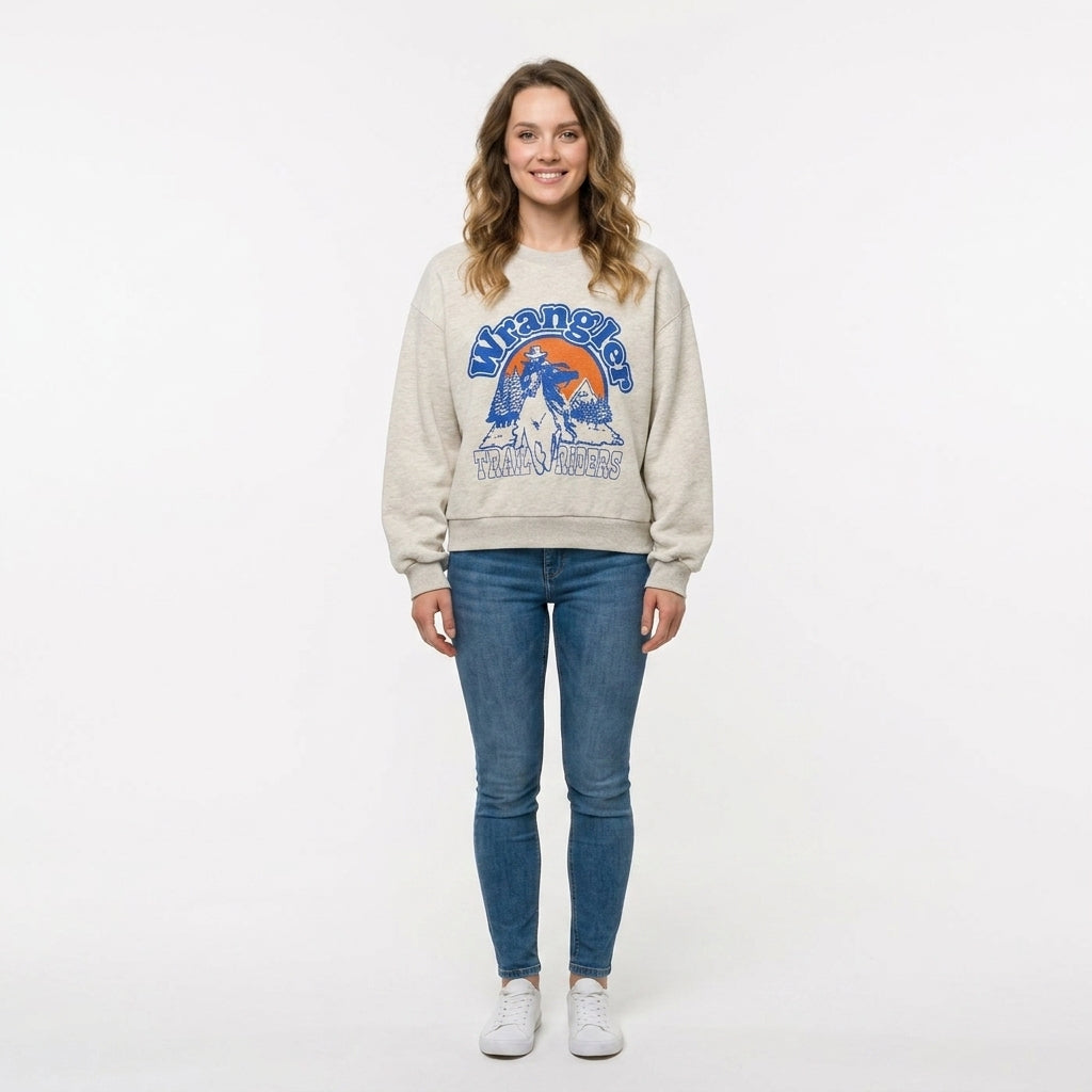 Bluza Damska Wrangler Oversized Sweat Luźna Beżowa
