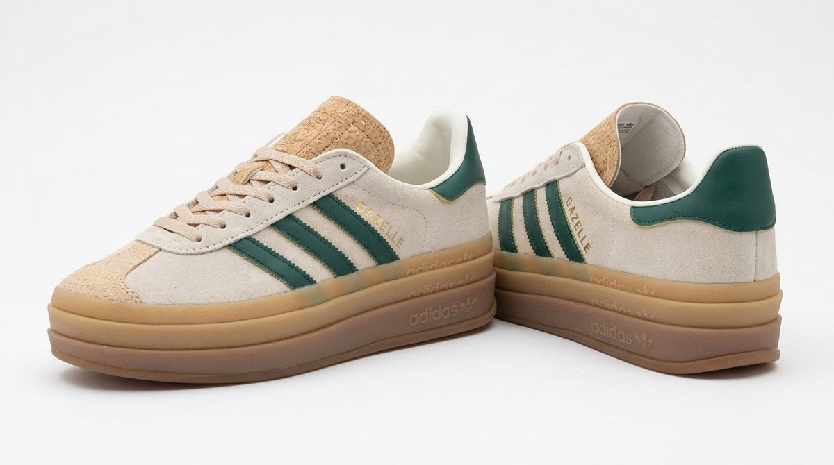 Buty Damskie Adidas Gazelle Bold Kremowe Zielone Beżowe