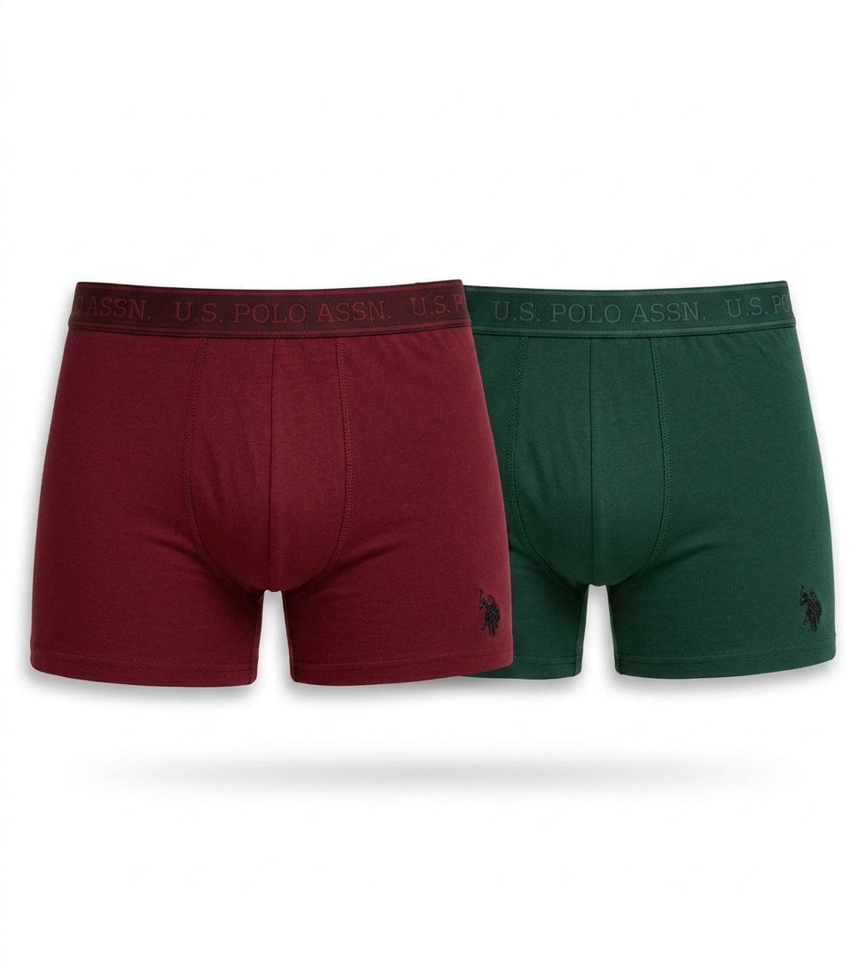 bokserki U.S. Polo Assn. 2pak ciemna zieleń/bordo