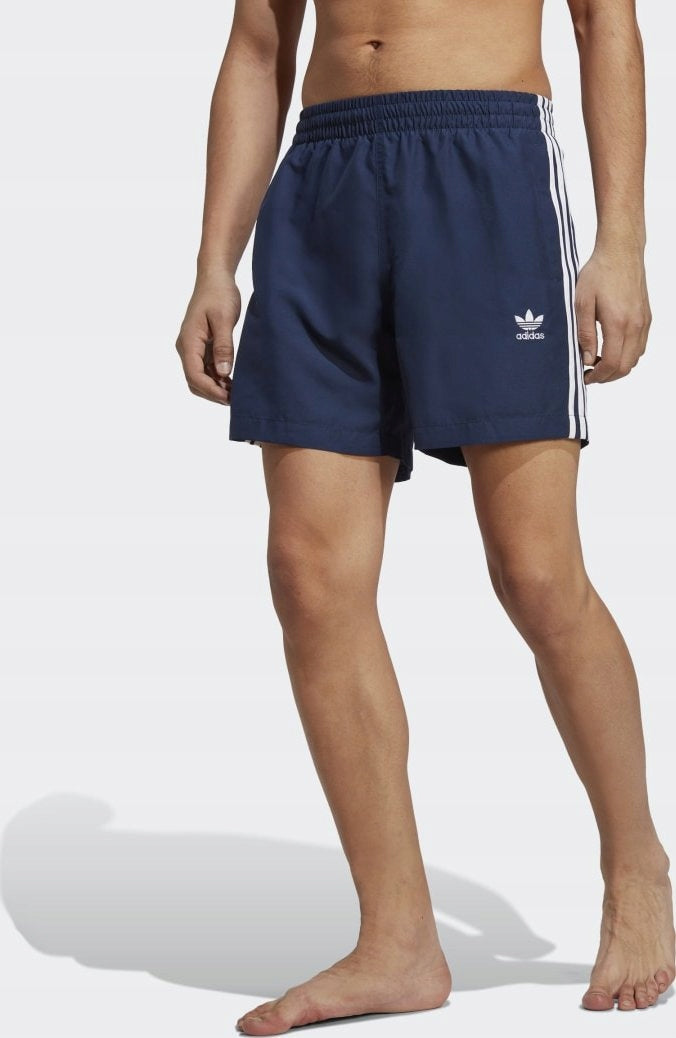 Adidas Granatowe Kąpielówki Chłopięce Materiałowe Wiązane z Logo r.XS