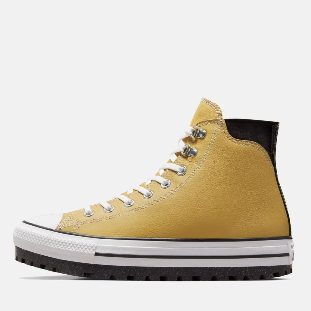 Converse Musztardowe Buty Męskie Sportowe Sneakersy Skórzane na Platformie