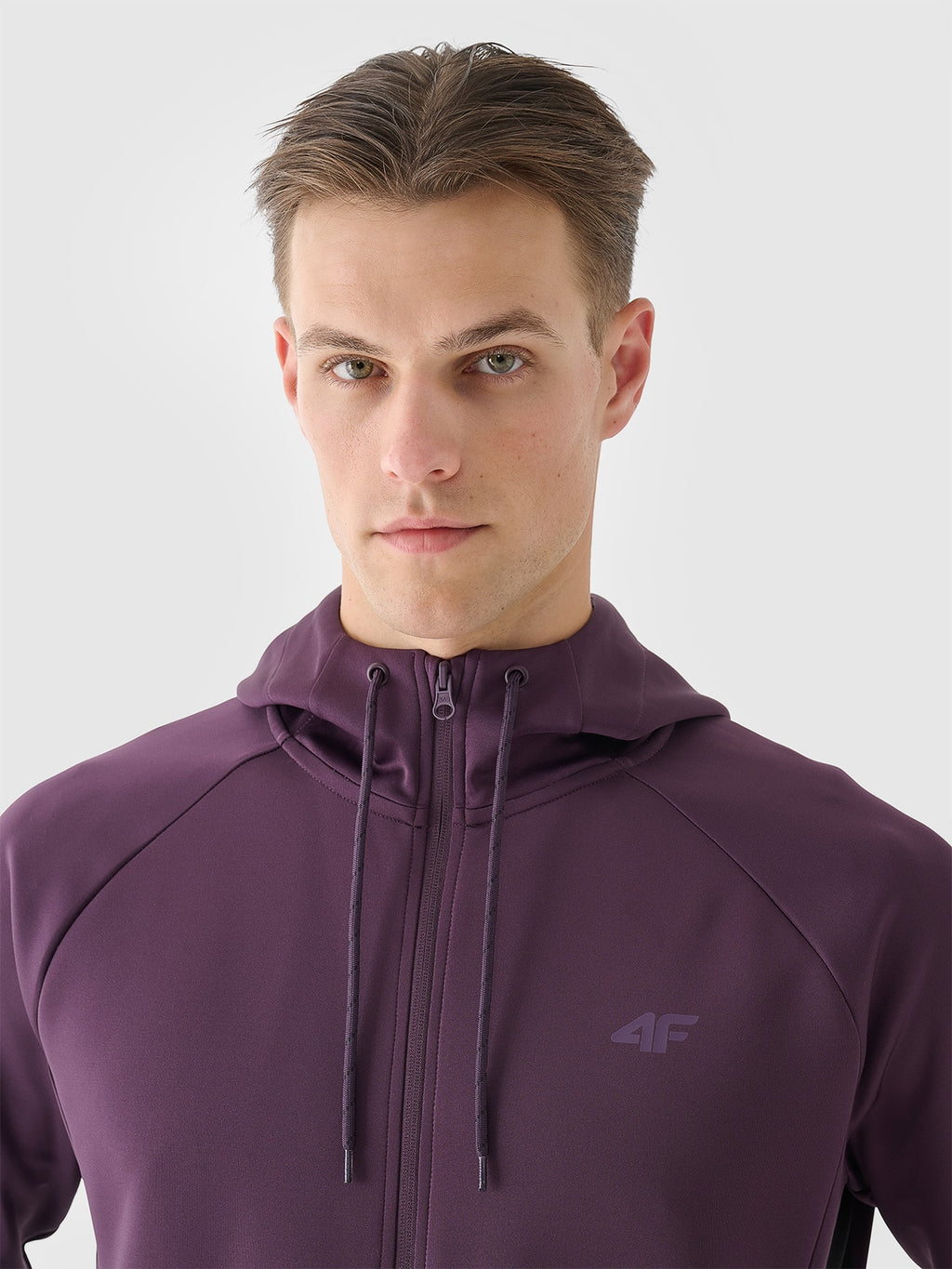 4F Fioletowa Bluza Sportowa Męska Rozpinana z Kapturem Treningowa Regular