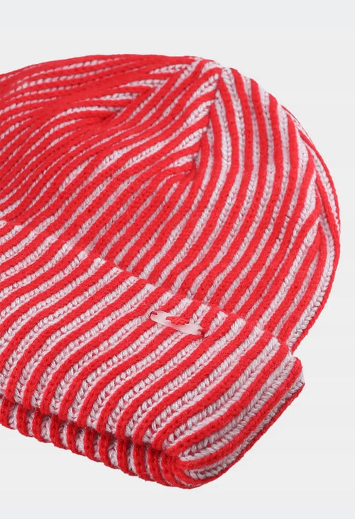 4F Malinowa Czapka Damska Zimowa w Paski Logo Beanie One Size Ocieplana
