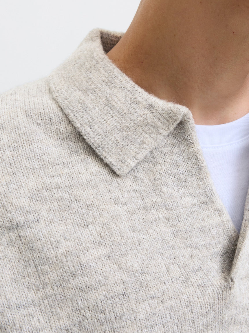 Jack&Jones Szary Sweter Męski z Kołnierzykiem Dekolt V Przez Głowę Ciepły