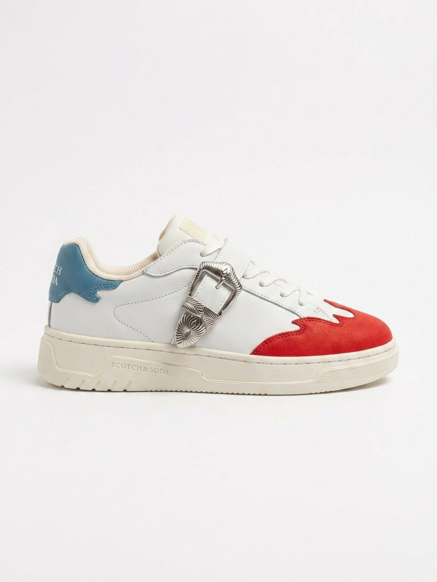 Damskie Skórzane Sneakersy Scotch & Soda Elli Białe Multikolor