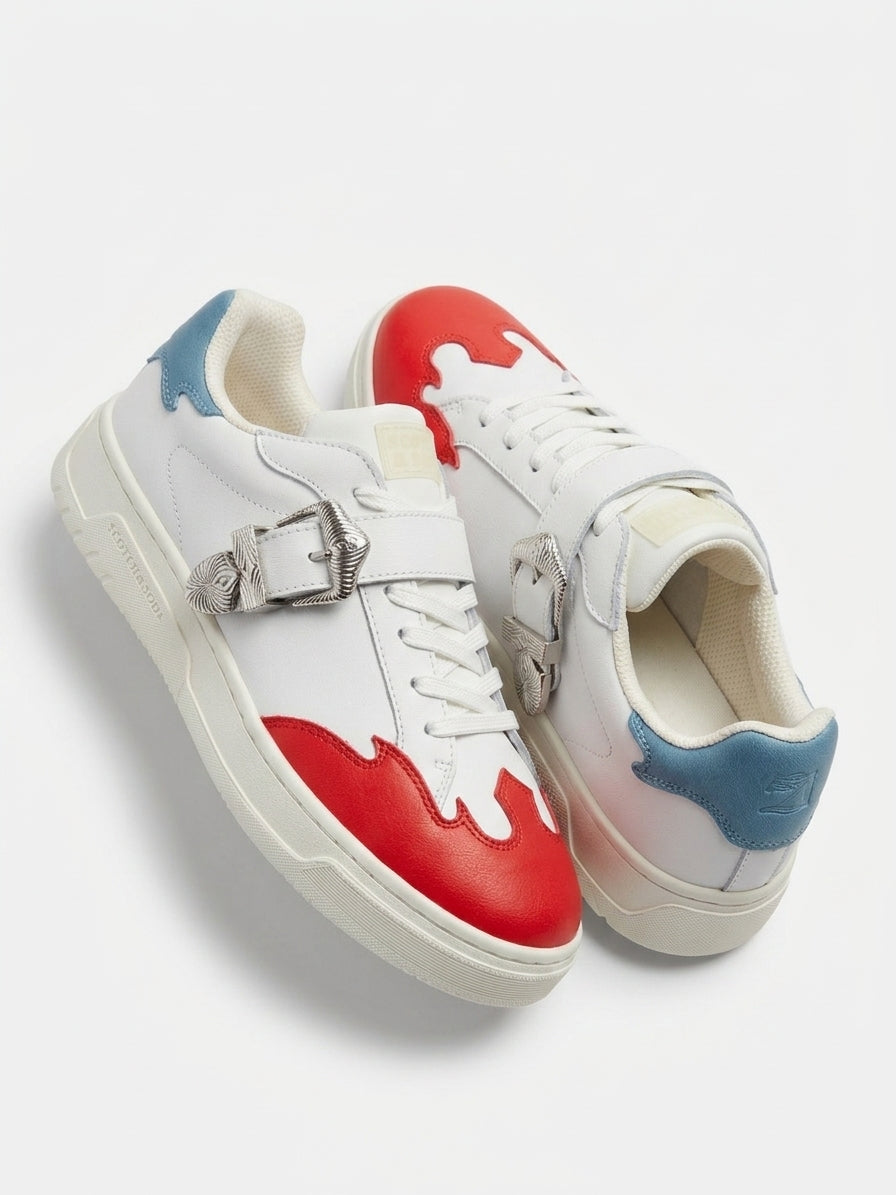Damskie Skórzane Sneakersy Scotch & Soda Elli Białe Multikolor