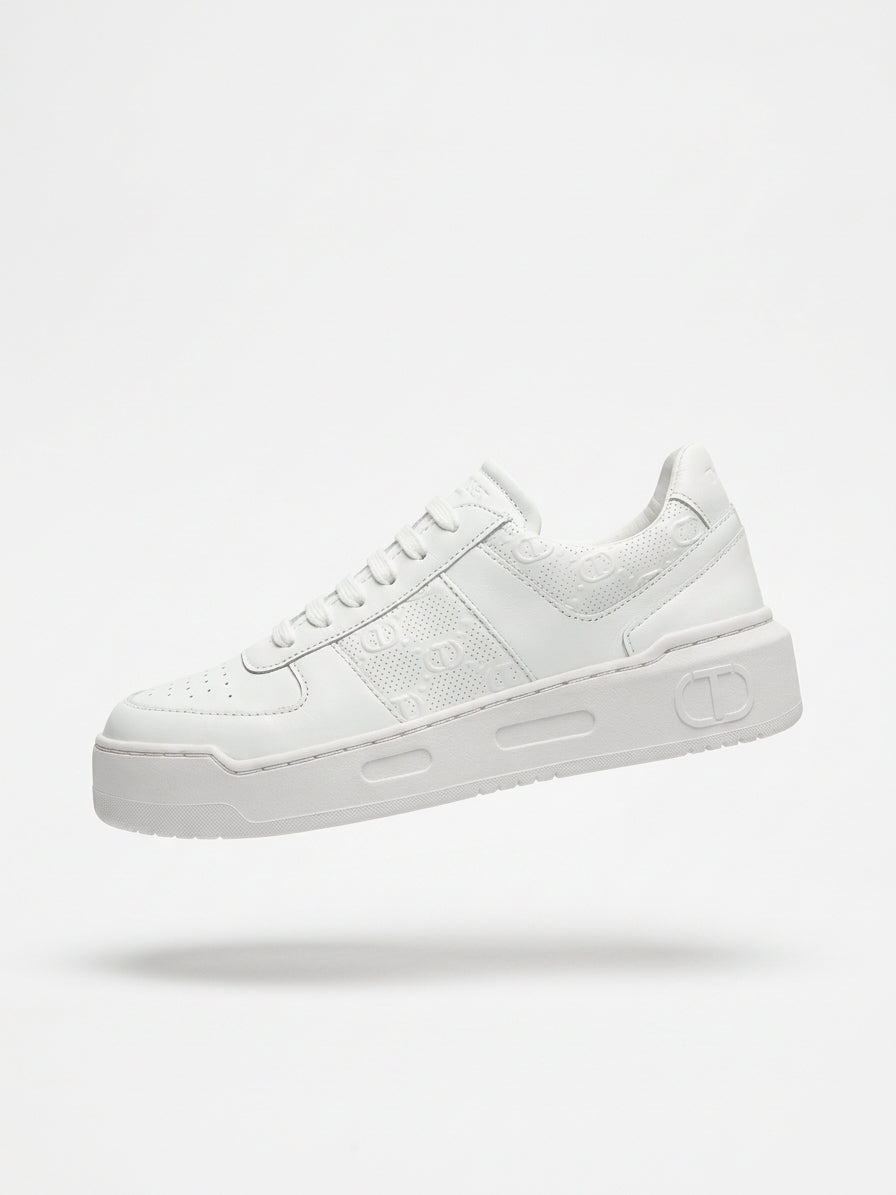 Klasyczne Skórzane Buty Damskie Twinset Milano Bianco Białe