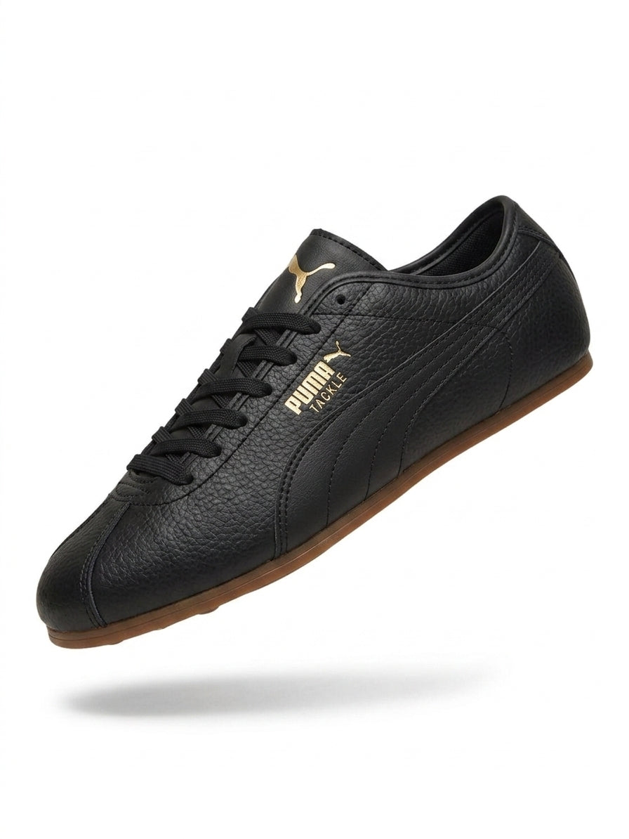 Buty Męskie Puma Tackle L Sportowe Czarne Skórzane Niskie
