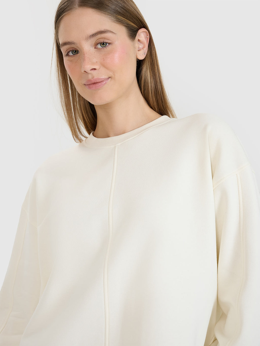 Bluza Damska 4F TSWSF1543 Dresowa Oversize Biała Bez Kaptura