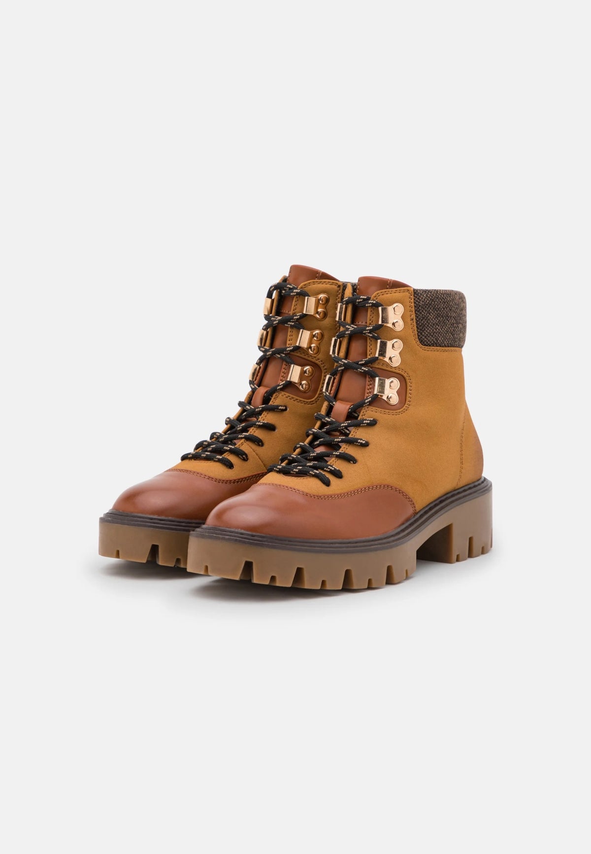 ONLY SHOES Botki Damskie Brązowe Sznurowane Trzewiki Wiosenne Trapery r.37