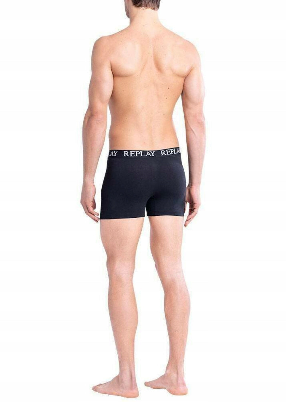 REPLAY Czarne Bokserki Męskie 3-pack Skinny Fit Pasek Logo Dopasowane r.M