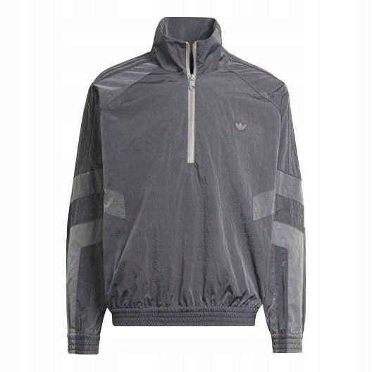 Adidas Szara Kurtka Męska Wiatrówka Rozpinana Bez Kaptura z Logo HD2233 r.M