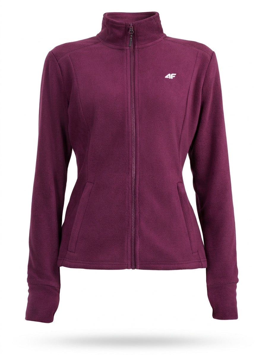 Polar Damski 4F FLEF479 Sportowy Burgund Stójka Mikropolar Fiolet