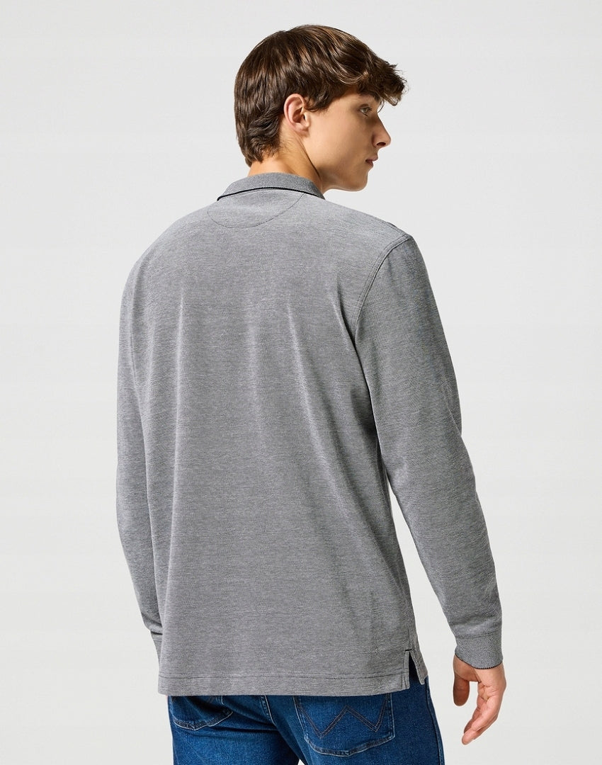 Wrangler Szara Koszulka Polo Męska na Długi Rękaw Ls Refined Polo r.M