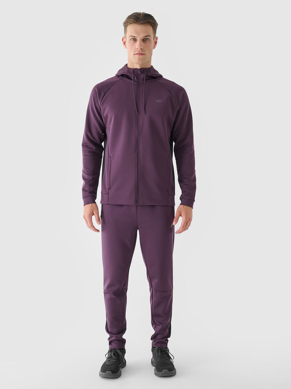 4F Fioletowa Bluza Sportowa Męska Rozpinana z Kapturem Treningowa Regular