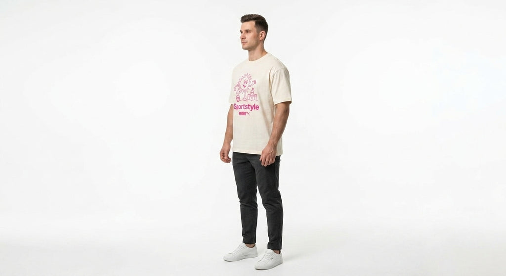 Koszulka Męska Puma GRAPHIC SUN Beżowa Nadruk Street