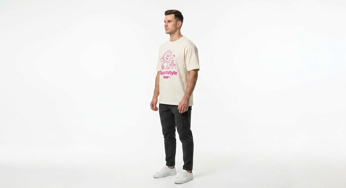 Koszulka Męska Puma GRAPHIC SUN Beżowa Nadruk Street