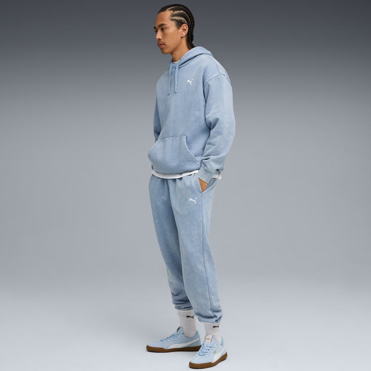 Bluza Męska Puma ESS Elevated Relaxed Wash Hoodie Niebieska 688049 34