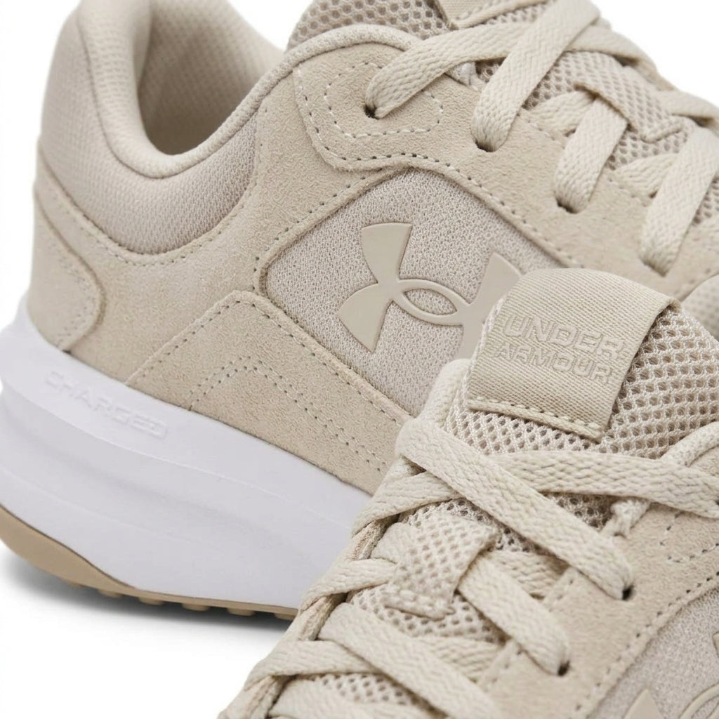 Buty Męskie Under Armour Edge Suede Treningowe Beżowe  Zamszowe