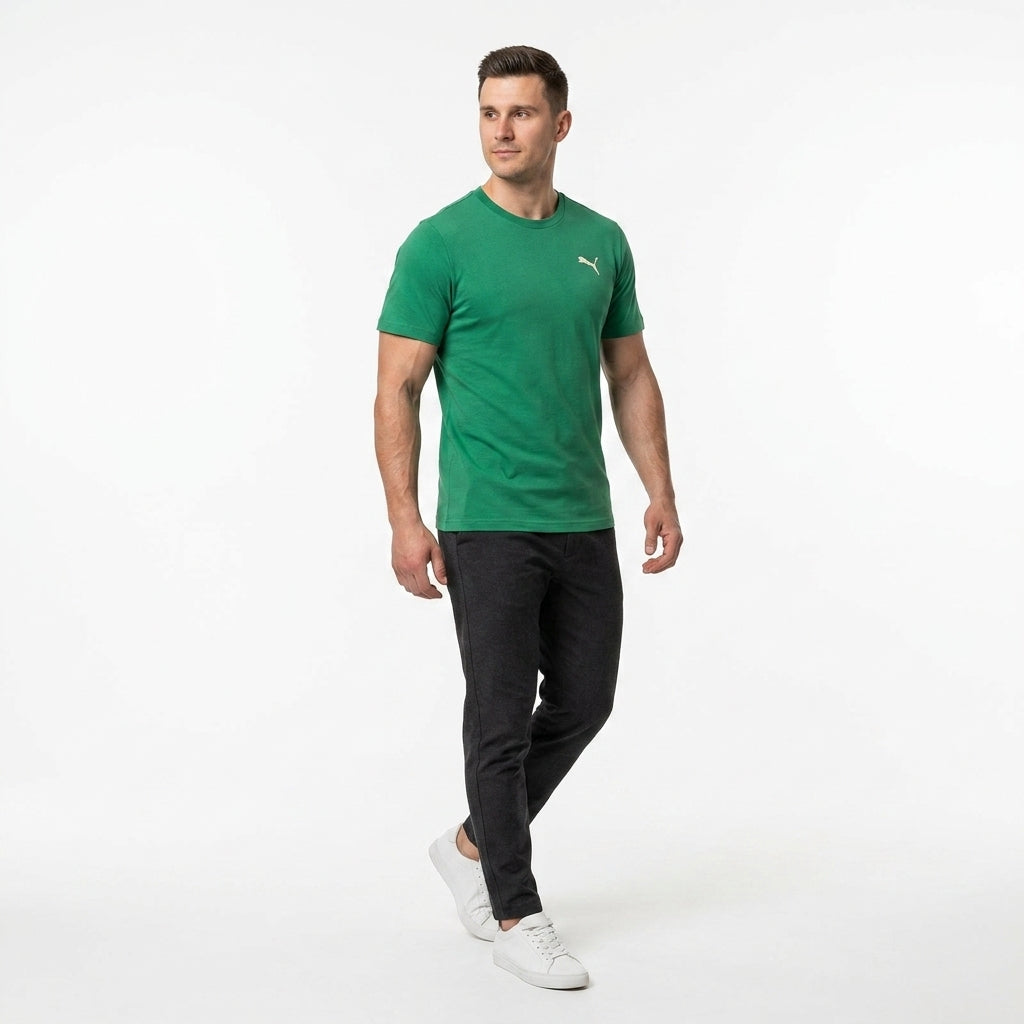 Koszulka Męska Puma Wardrobe ESS Zielona Bawełniana