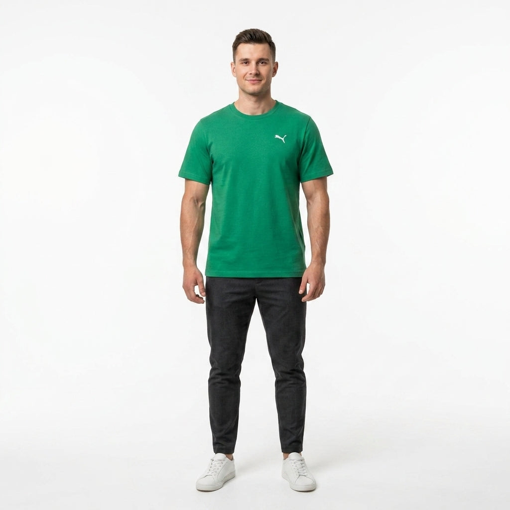 Koszulka Męska Puma Wardrobe ESS Zielona Bawełniana