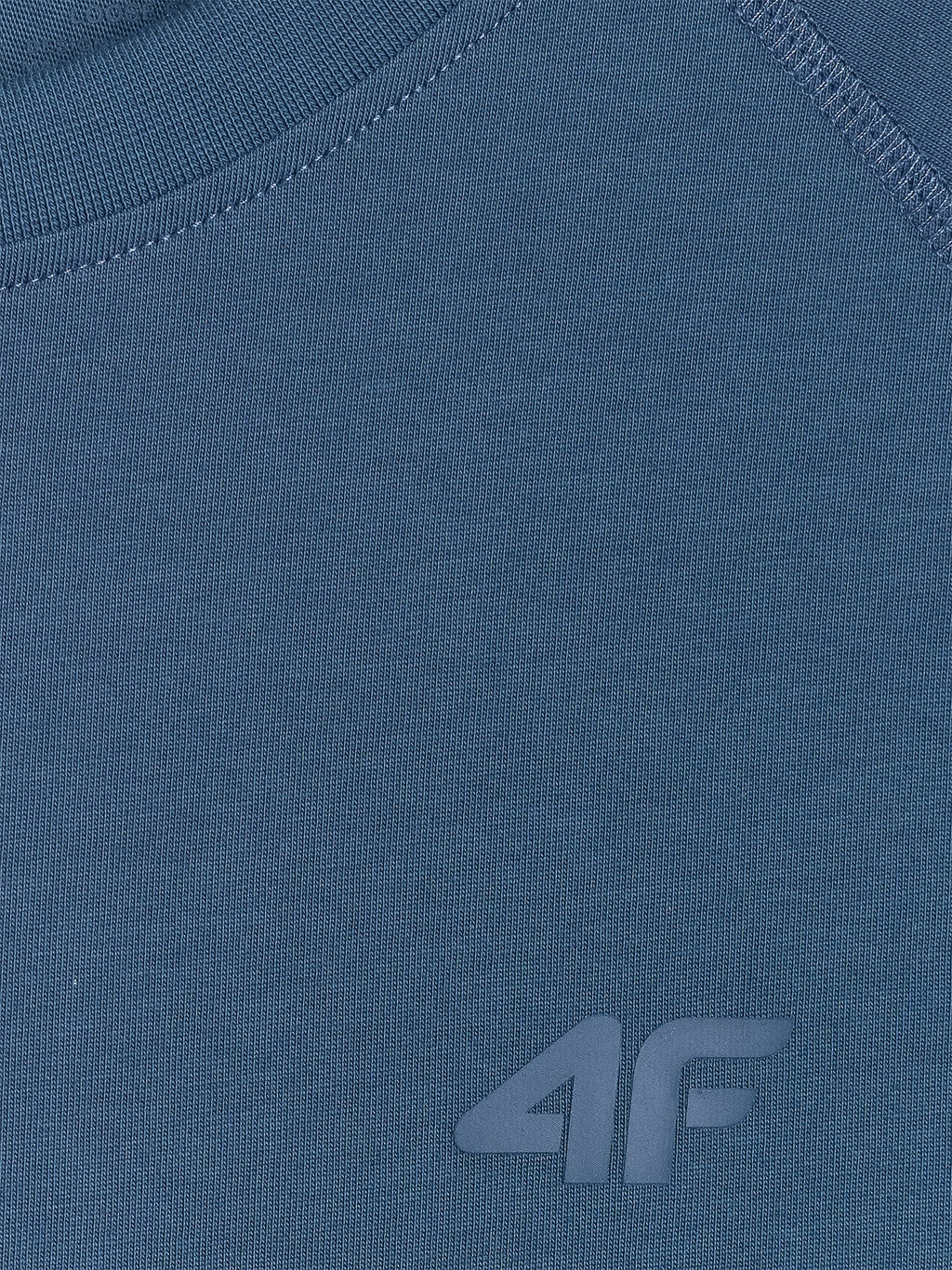 4F Granatowy Longsleeve Bluzka na Długi Rękaw Gładka Nadruk Logo Oversize