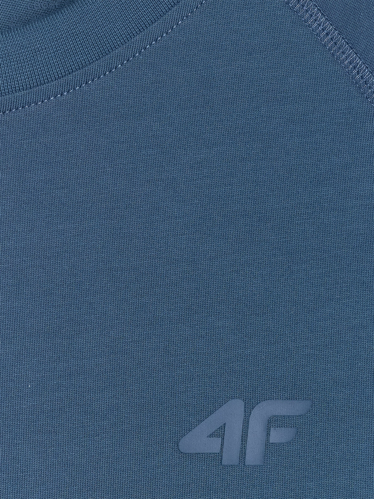 4F Granatowy Longsleeve Bluzka na Długi Rękaw Gładka Nadruk Logo Oversize