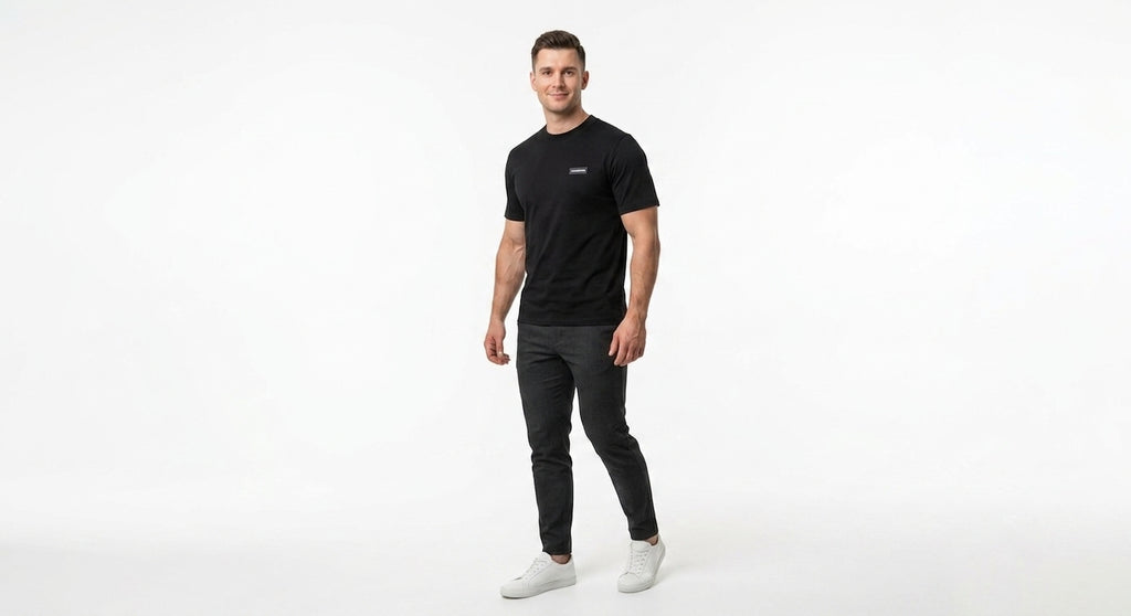 T-shirt Męski Karl Lagerfeld Bawełniany Czarny Okragly Dekolt